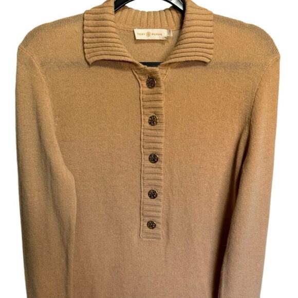 Tory Burch Collared Button Down Sweater Top Pullover Wool Cashmere Size Large - Picture 3 of 11